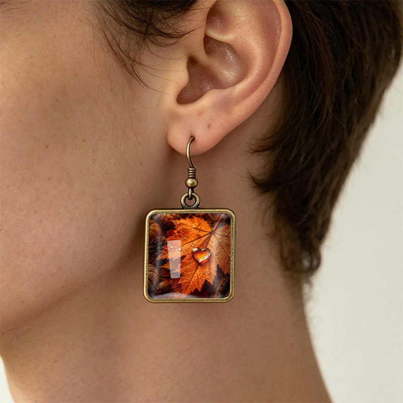Maple Leaf Dangle Earrings, Unisex Gift